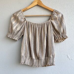 H&M | Puff Sleeve Smocked Top